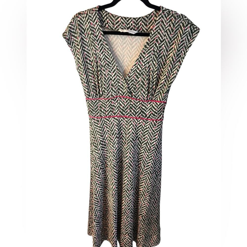 Diane Von Furstenberg Pink and Green Printed Midi Dress XS